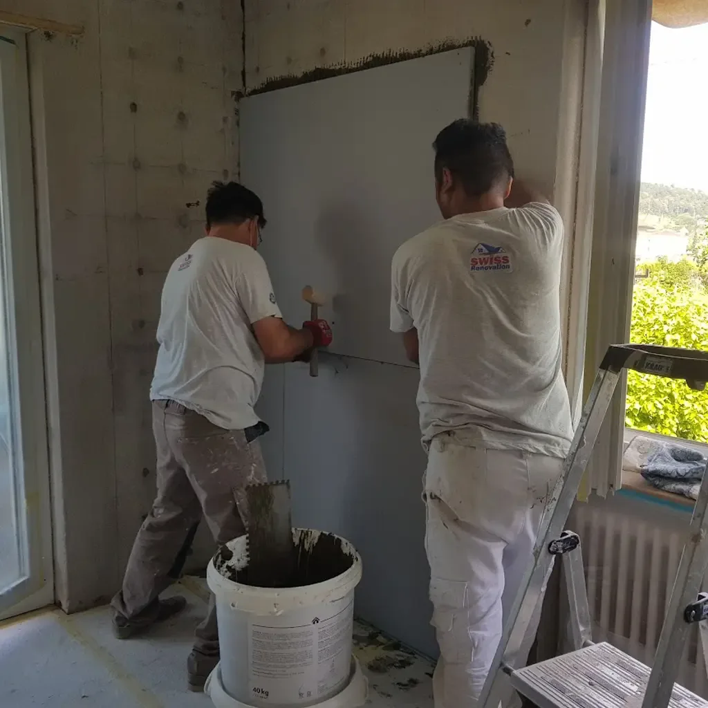 Installation von Kalziumsilikat-Klimaplatten- Badezurzach-2020